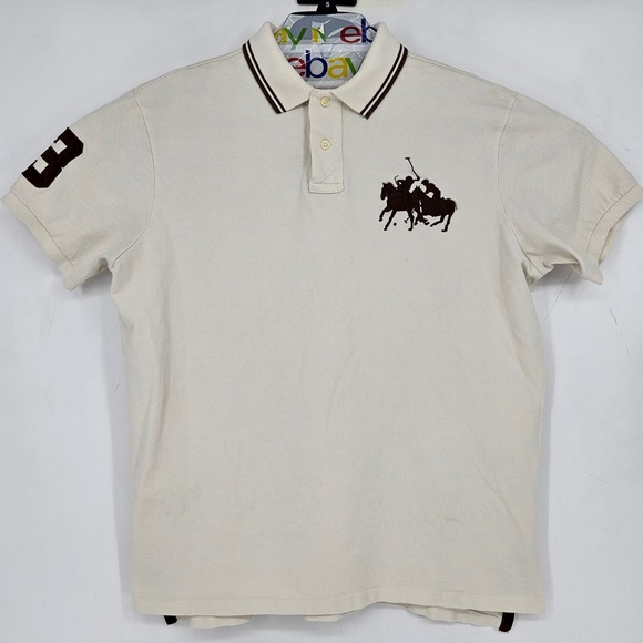 Vintage Polo Ralph Lauren Shirt Mens XL Double Pony Tan Short Sleeve Preppy - Picture 1 of 11